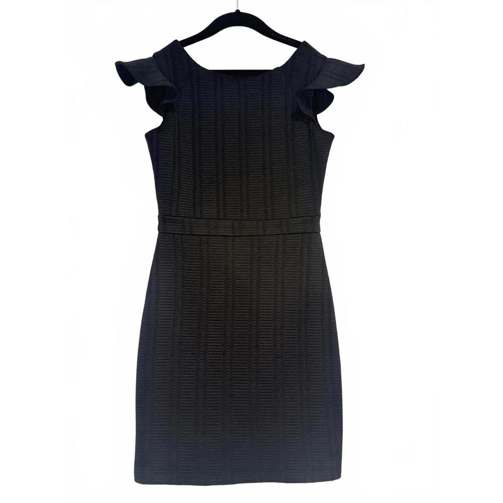 'By Debra' Girls Black Textured Flutter Sleeve Sheath Party Dress Size M